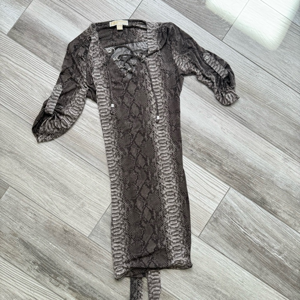MICHAEL KORS Matte Jersey Snakeskin Print Dress Xs - Picture 9 of 10